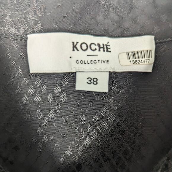 Koché Paris Black Lace Snake Print Asymmetric Shirt Dress 38 Midi Button - Picture 4 of 10